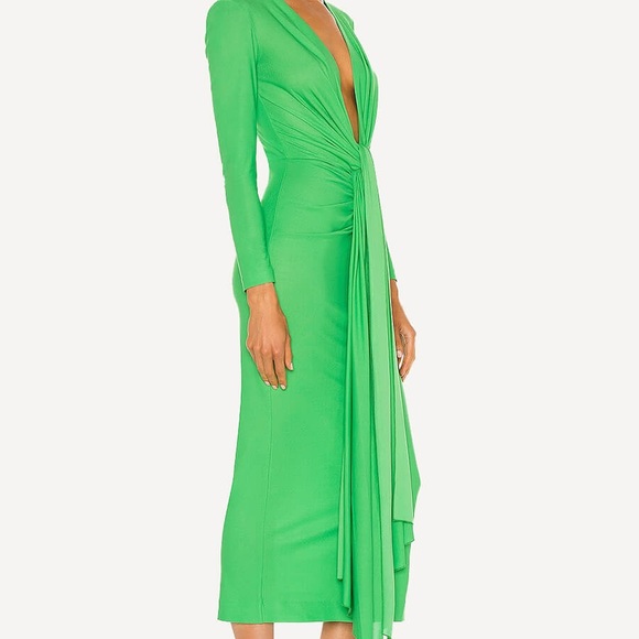 SOLACE LONDON Lorena Midi Dress in Bright Green - Picture 4 of 5